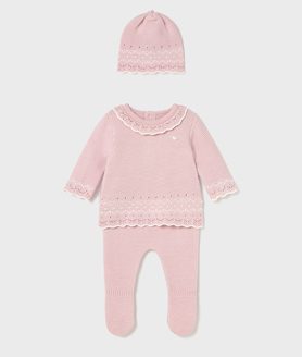 Conjunto 3 peças tricot recém nascida Mayoral