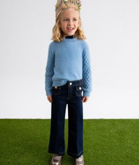 Calças denim palazzo menina Abel&Lula